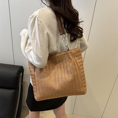 Woven Straw Tote - Large Capacity Single Shoulder Bag for Casual Summer 2025 Fashion