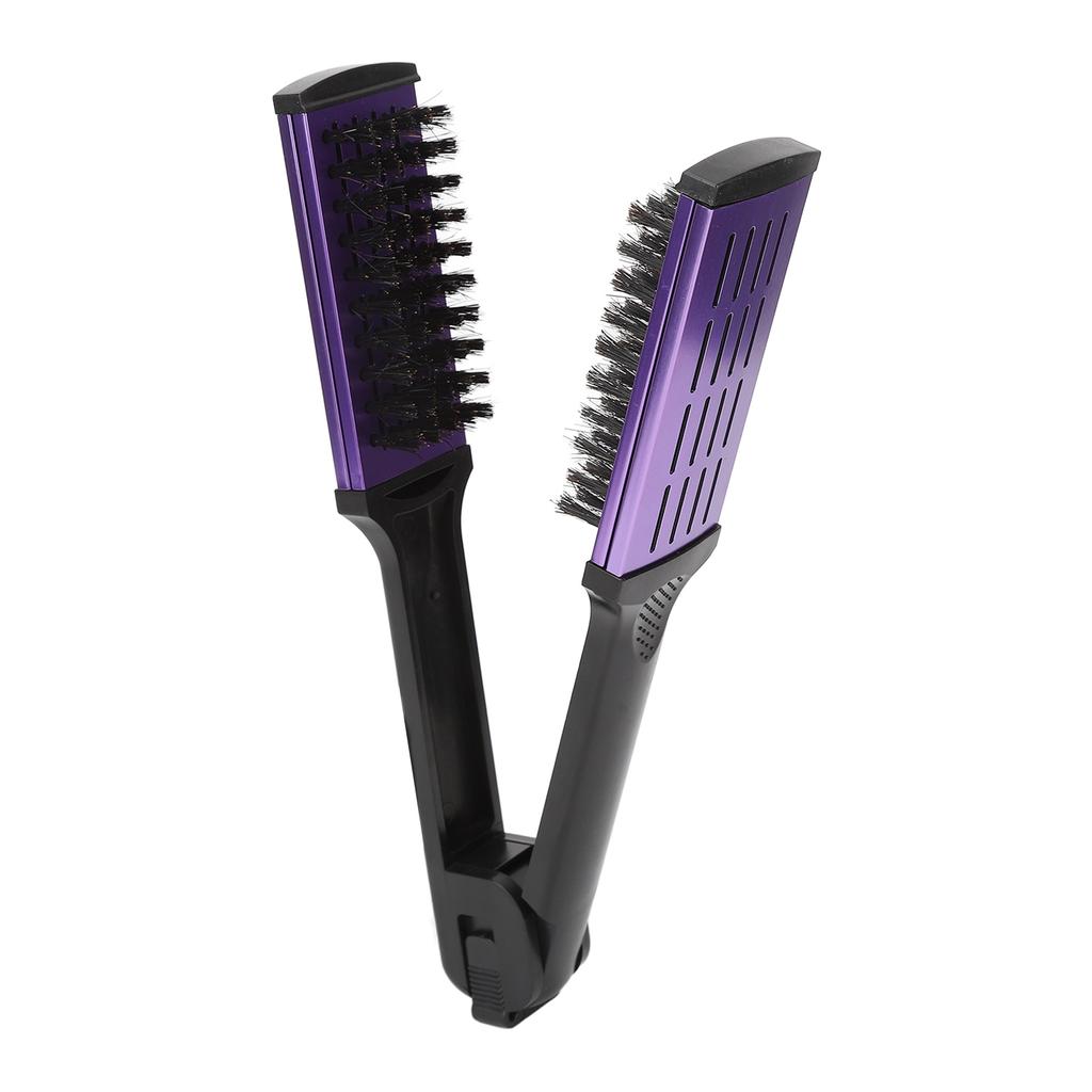 Clamp Flat Brush Double Sided Hair Straightening Artificial Bristle Splint Flat Brush