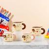 Compact Girl with Lid and Spoon Ceramic Drinking Cup DIY Unique Personality Water Cup Home Set Mug Family Porcelain Cup