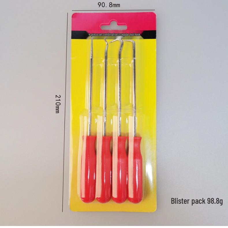 4-Piece Oil Seal Hook Set for Auto Repair - O-Ring Puller & Remover Tools