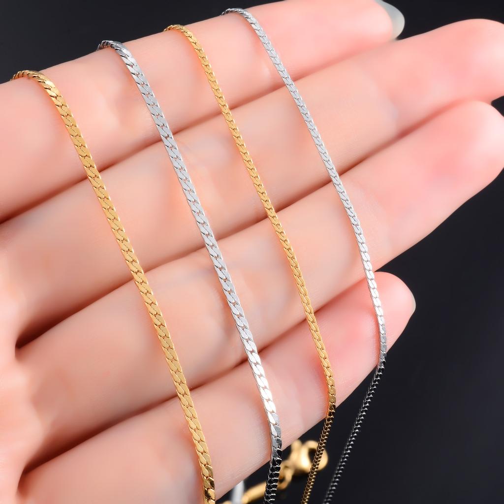 1.1mm/1.5mm Delicate Stainless Steel Thin Necklace Chain for Women Men Neck Choker Metal Silver/Gold Jewelry Accessories
