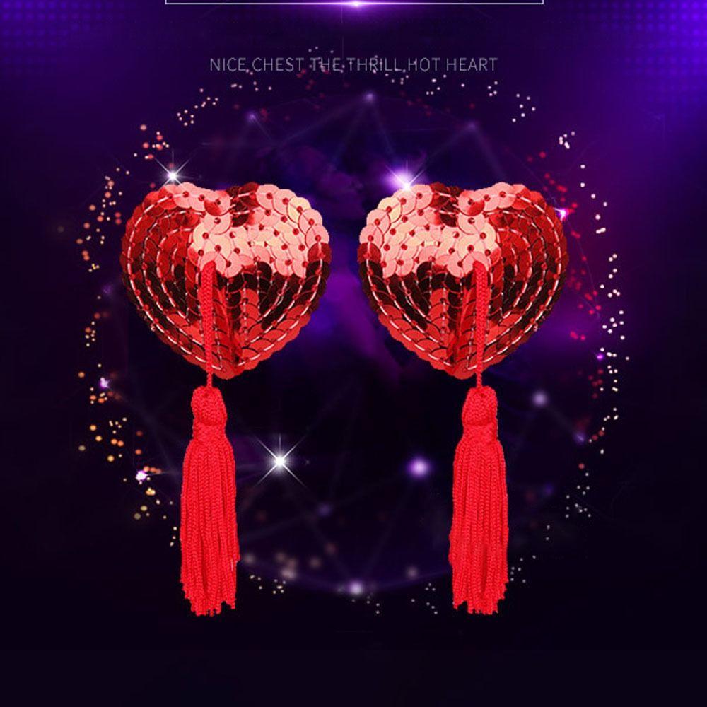 1 Pair Tassel Nipple Covers Breast Bra Womens Silicone Pasties New Heart Shape Bra