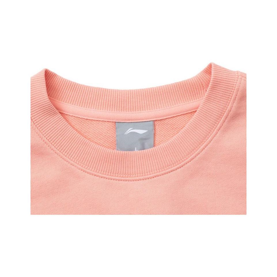Li Ning Training Series Color Block Logo Print Loose Fit Pullover Long Sleeve Sweatshirt Unisex Sweatshirt Orange Pink AWDRD38-8