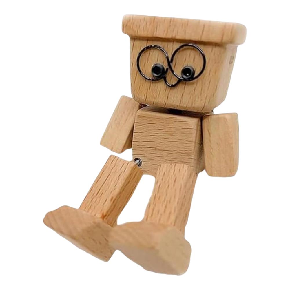 Třesoucí se dřevěná figurka, Ručně vyráběná dřevěná panenka s třesoucíma se nohama, Ozdoby do auta, Vtipná dřevěná stolní dekorace, Dekorace na palubní desku auta