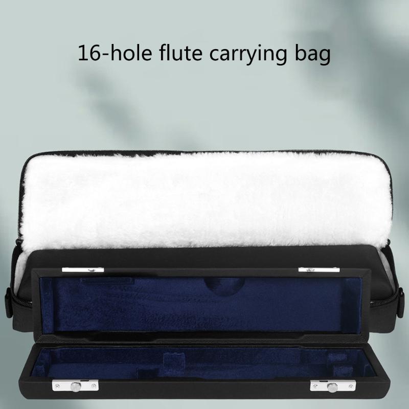 Simple 16 Hole Flute Case Black Oxford Cloth Flute Carrying Bag Easy To Carry