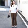 Women's Slightly Flared Pants Spring Loose and Tight Waist High-waisted Horseshoe Pants Flared Casual Pants