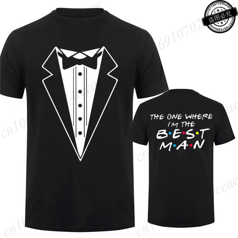 Tuxedo Groomsmen Bachelor Party Wedding TShirts Men Shirt Fashion Male Clothing Friends Theme Party Shirts TShirts for Men