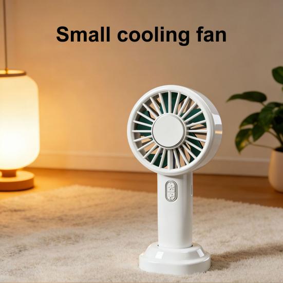 Cooling Handheld Fan USB Rechargeable Portable Mini Fan with Stand 3 Speeds Quiet Lightweight Decorative Desktop Fan for Travel Office Outdoor