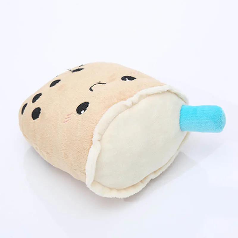 Cute Milk Tea Shaped Plush Pets Dog Squeaky Toys Funny Bite-resistant Molar Puppy Chew Toy Small Large Dogs Supplies