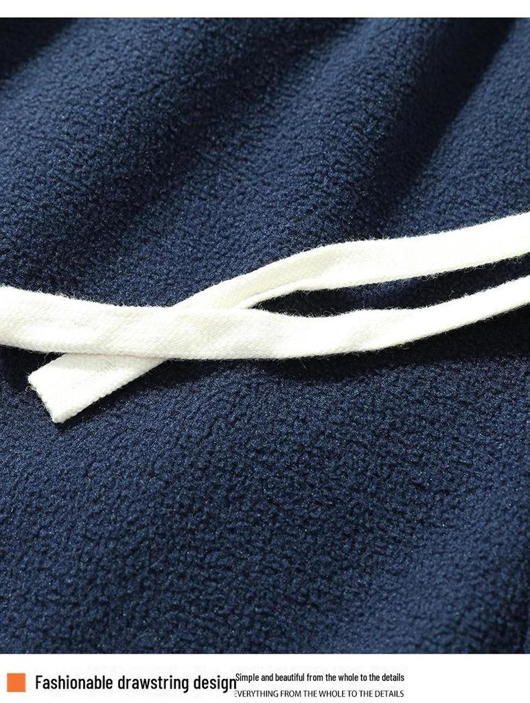 Herr Plusstorlek Polarfleece Mjukisbyxor: Vinter Dubbelsidig Plysch, Trendiga Lös Passform Casual Byxor