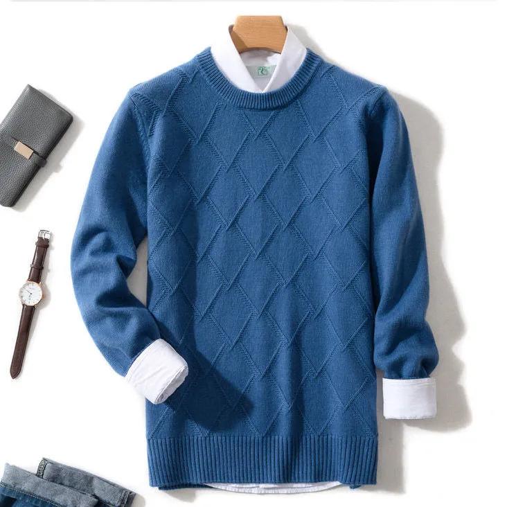 Men's Autumn and Winter Loose Knit Round Neck Base Sweater, Spring Business Casual Sweater