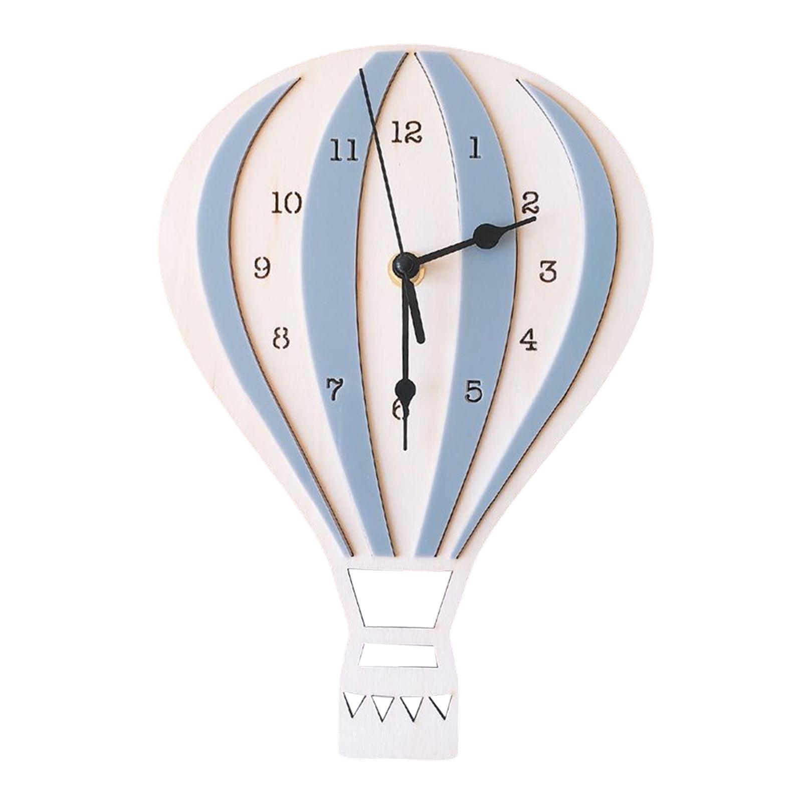 Cartoon Hot Air Balloon Clock Silent Non Ticking Crafts Nordic Wall Clock for Dining Room Office Restaurant Shop Decoration
