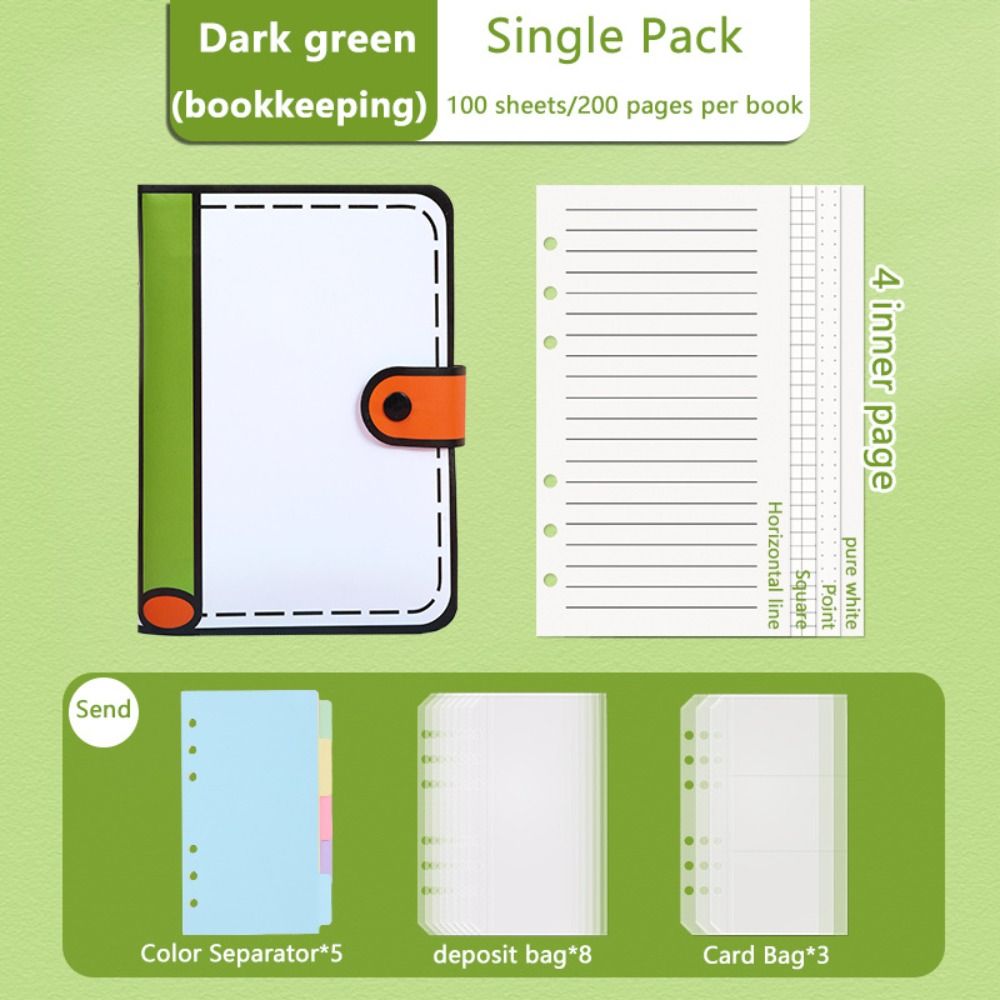 A6 Accounting Book 100Sheets Loose Leaf Notebook Multi-function PU Leather Notebook  Stationery