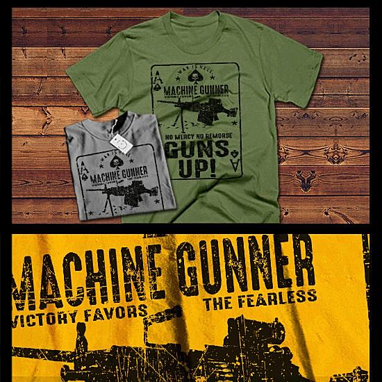 

Combat t-shirt military Infantryman Machine Gunner Guns Up Warrior quote tee 4XL