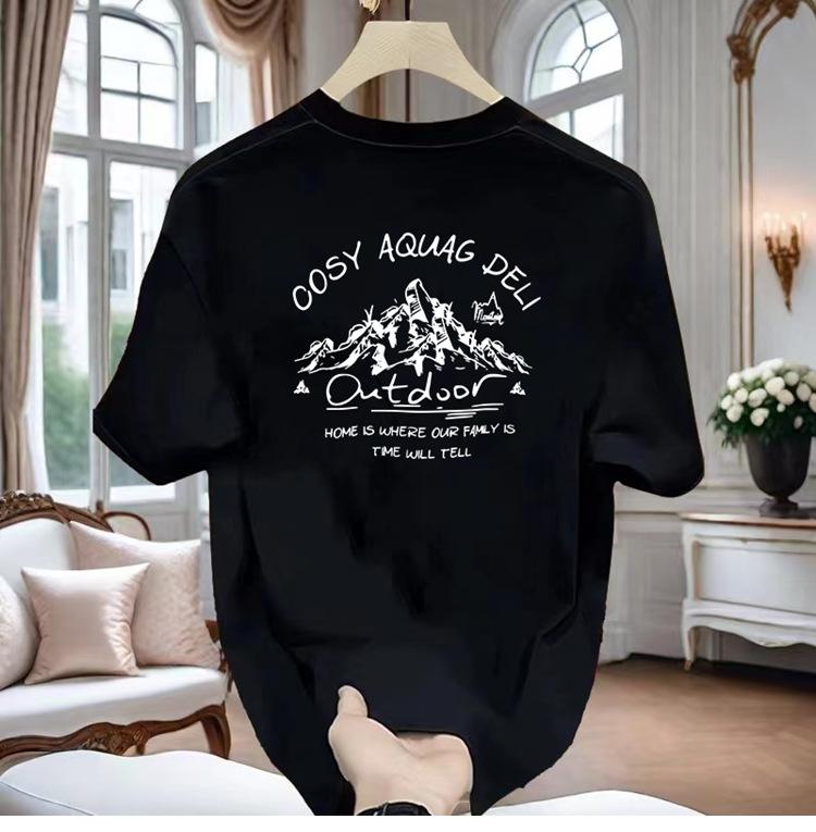 American Trendy Brand Pure Cotton Men'S Printed Short-Sleeved T-Shirt Trendy Men'S And Women'S Versatile Round Neck T-Shirt Men'S