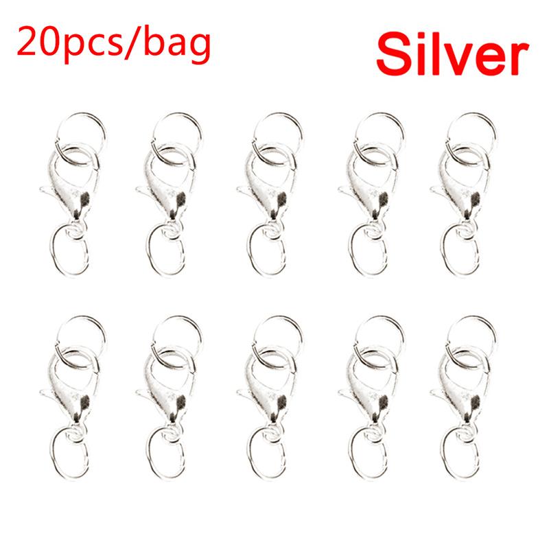 20Pcs Boho Style Lobster Claw Clasp Jump Ringsnecklace Snap Chains Connector Set