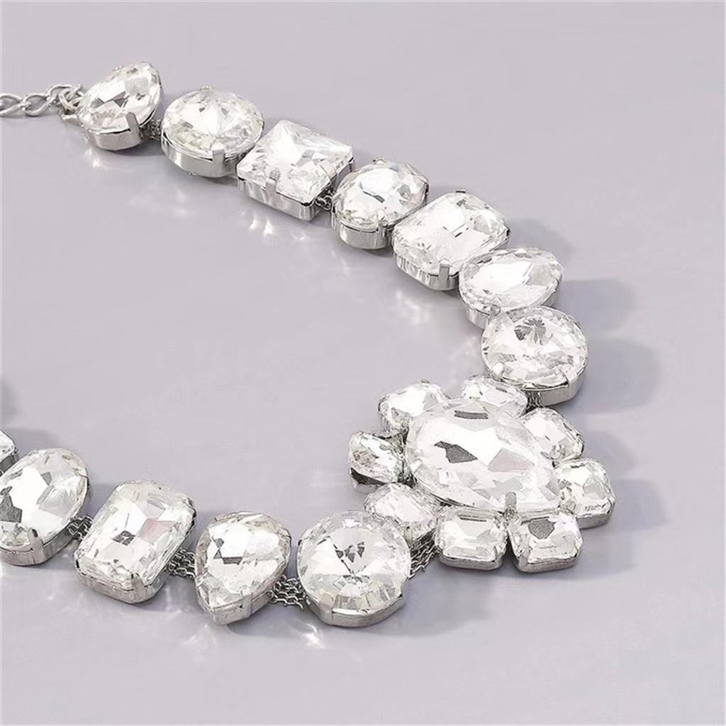 Tooxika Personalised Exaggerated Artificial Rhinestone Flower Necklace Light Luxury Temperament Banquet Runway Celebrity Collarbone Chain Necklace