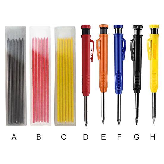 2.8mm Solid Carpenter Pencil Built-in Sharpener Scratch-resistant Graphite Manual Operation Woodworking Marking Pencil for Construction