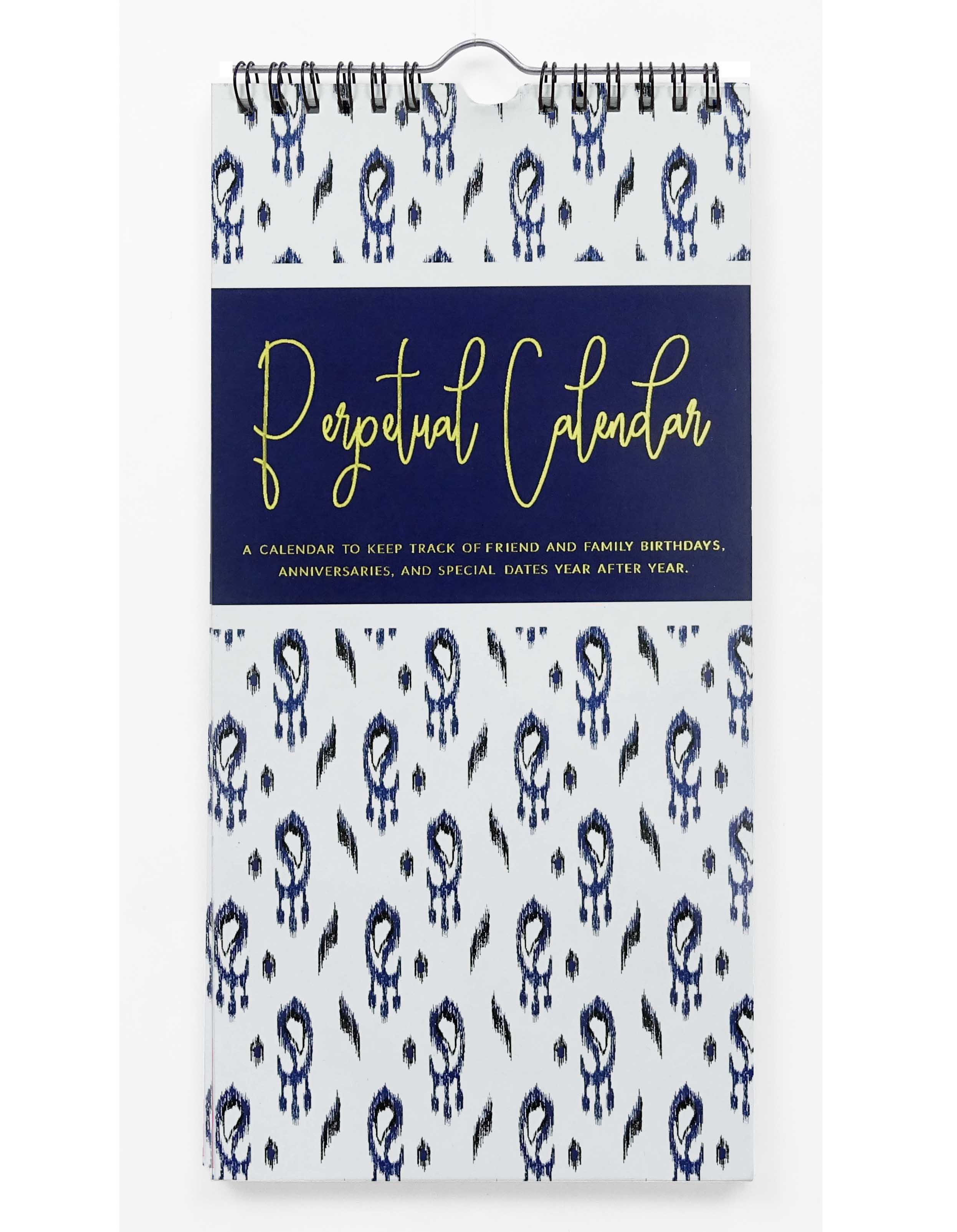 

Inkdotpot Taj Mahal Rustic Gold Foil Print Perpetual Calendar Anniversary Special Event Reminder Calendar Book Journal Stationary 11 x 5.4 Inches білий