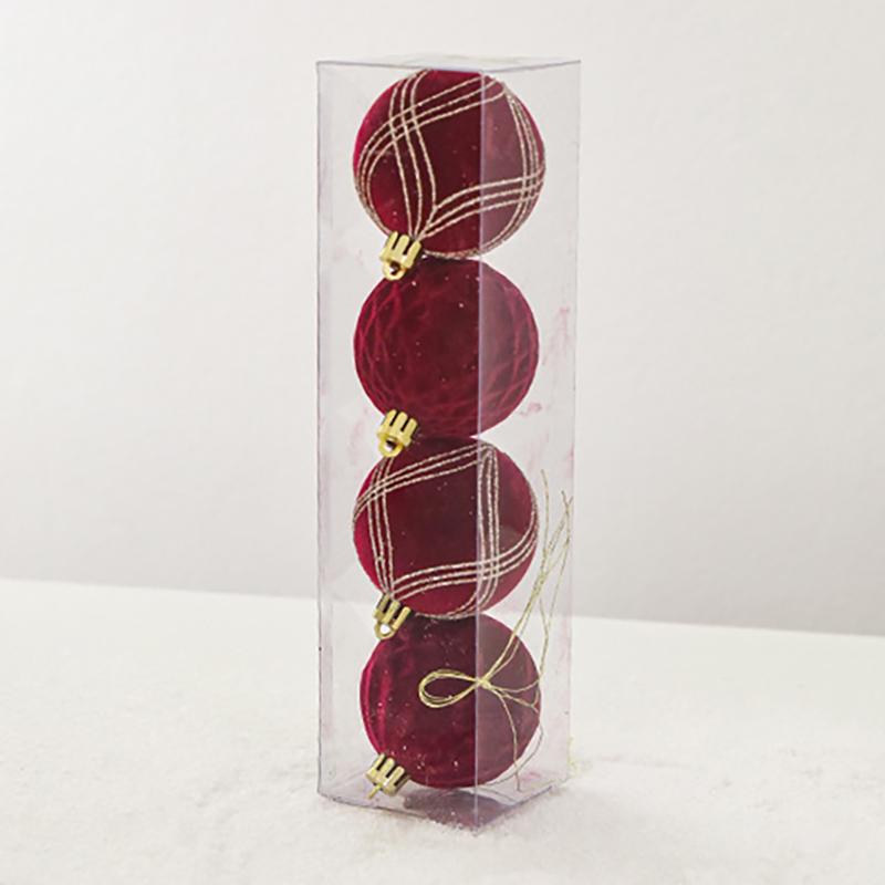 

WTEMPO 4 шт. красный рождественский шар красный флокированный расписной шар для украшения рождественской елки рождественский магазин витрины креативный домашний декор своими руками 4pcs style 2 красный