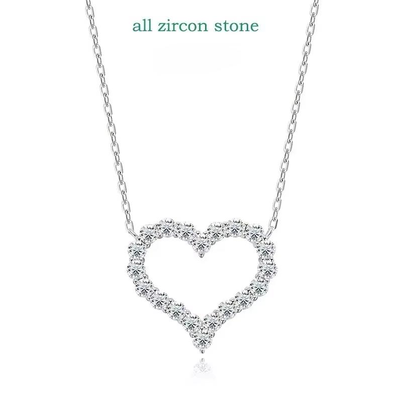 Smyoue 2CT Pass Tested Moissanite Heart Necklace for Women S925 Silver Plated Platinum Simulated Diamonds Pendant Birthday Gift