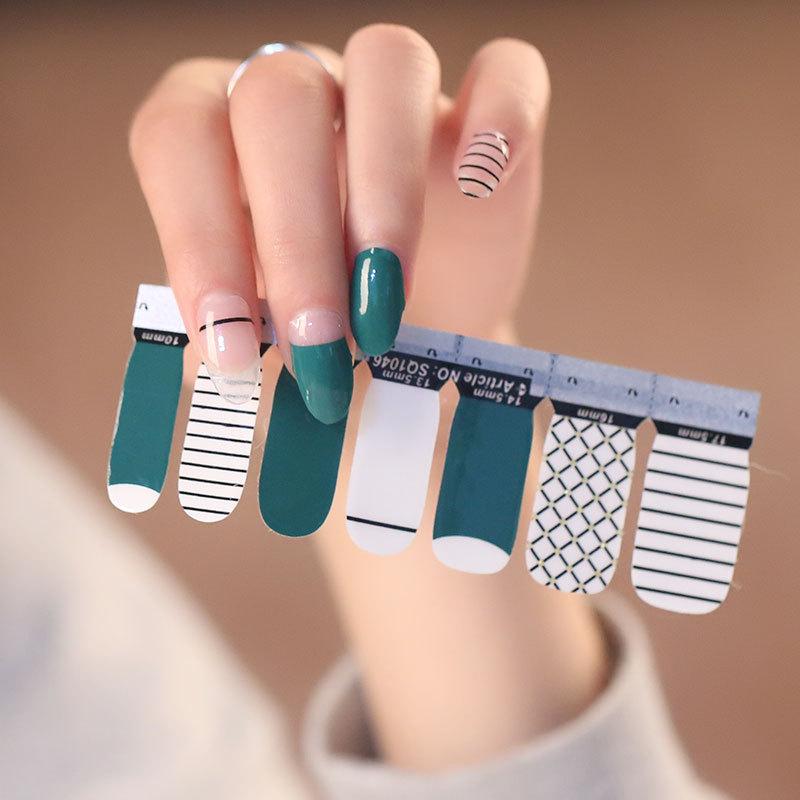 14 Nail Stickers Korean Nail Polish Film Full Nail Art Stickers UV Printed Nail Art Stickers