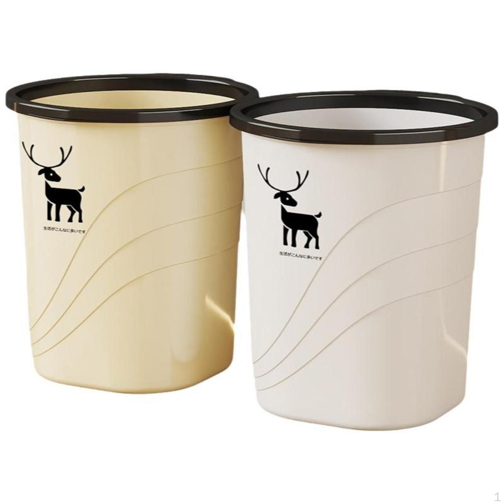Large Capacity Trash Can, Thickened Wastebasket, Kitchen, Office, Press Ring Cream