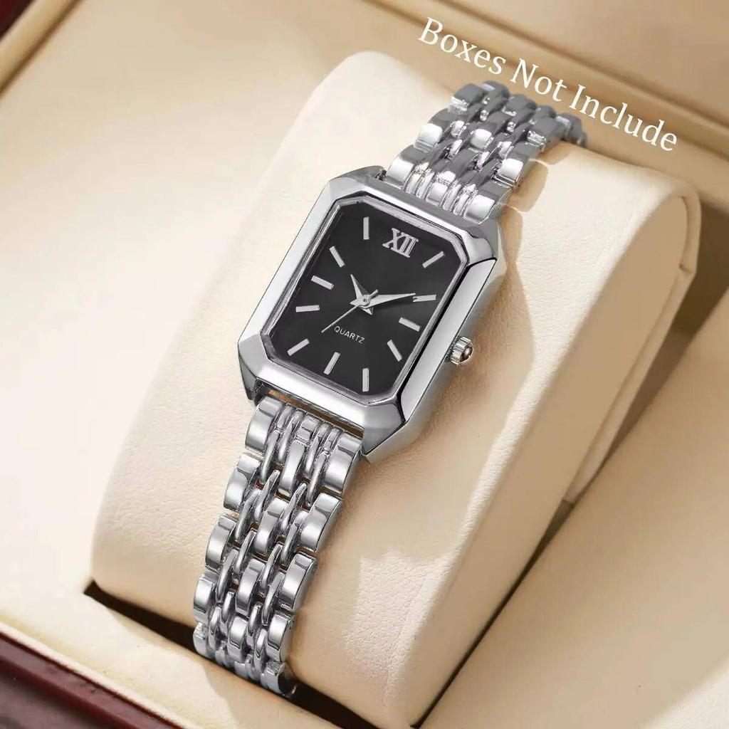 Women's Quartz Wristwatches Rectangle Ladies Fashion Golden Clock Top Luxury Gifts Bracelet Watches for Wife, Family, Friend