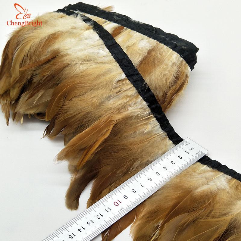 CHENGVRIGHT Wholesale 10 Meter 13-18CM Chicken Rooster Tail Feathers Trims Strip for Wedding Party Clothing Rooster Feather Trim