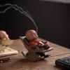 Charming Zen Buddha Tea Pet Ornament with Rocking Chair Incense Burner for Tea Table Accessories