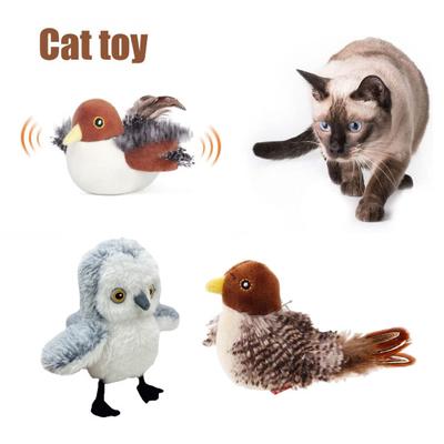 Chirping Bird Cat Toy Interactive Automatic Squeaky Bird Toy for Indoor Cats Plush