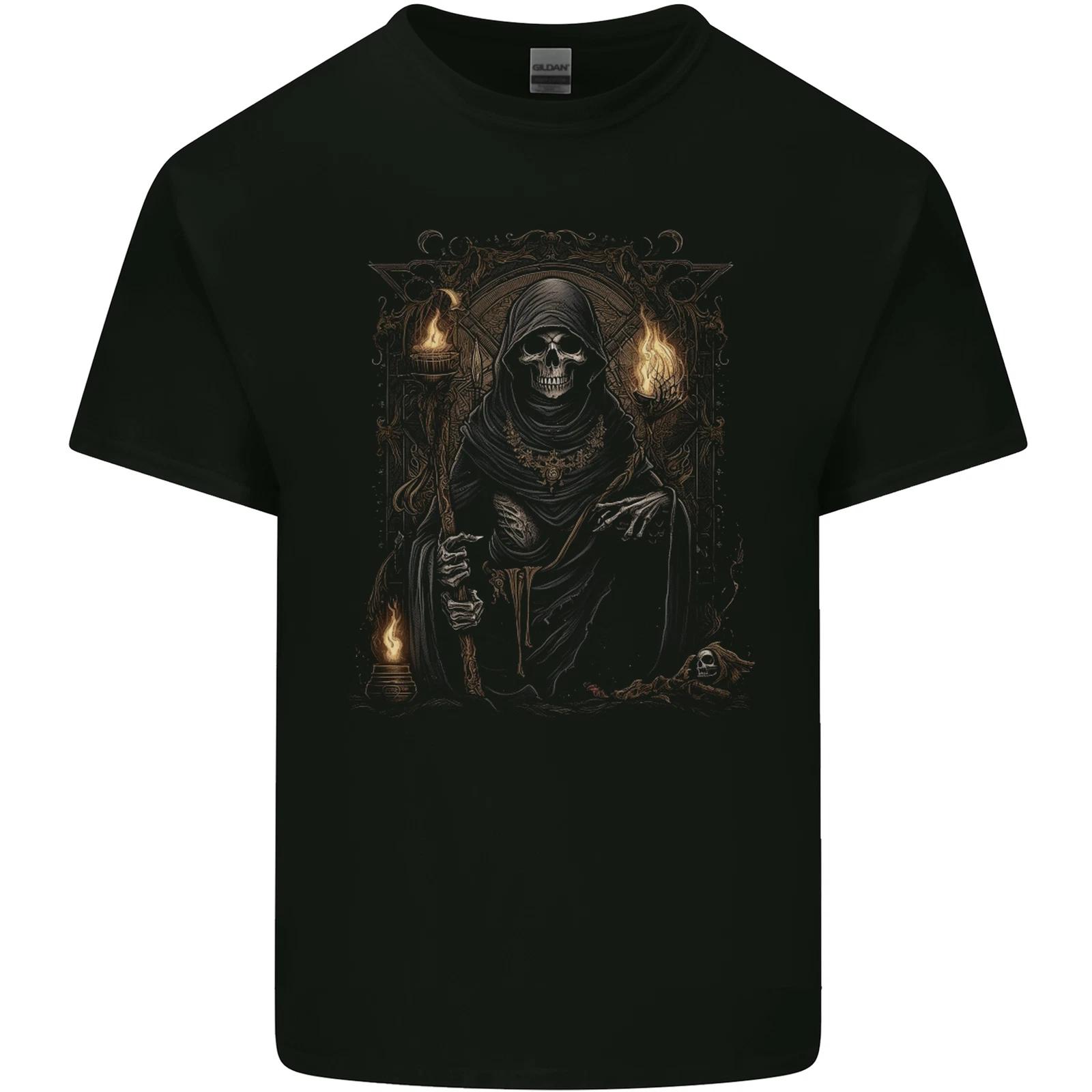 Gothic Grim Reaper Goth Heavy Metal Skull 8 Kids T-Shirt Childrens M