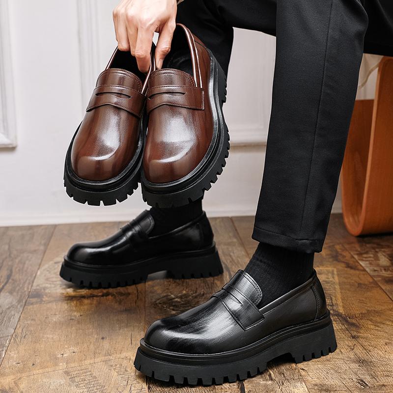 Men's Thick Soled Loafers Retro Designer Casual Style Office or Busines 38-46 Outdoor Autumn and Winter Leather Shoes Young