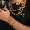 Factory Hip Hop Jewelry Men 8-14mm 18K Gold Plated Stainless Steel Miami Cuban Link Chain Luxury Necklace
