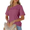 Women's Solid Color Range Round Neck Loose Short Sleeve T-shirt Pleated Top