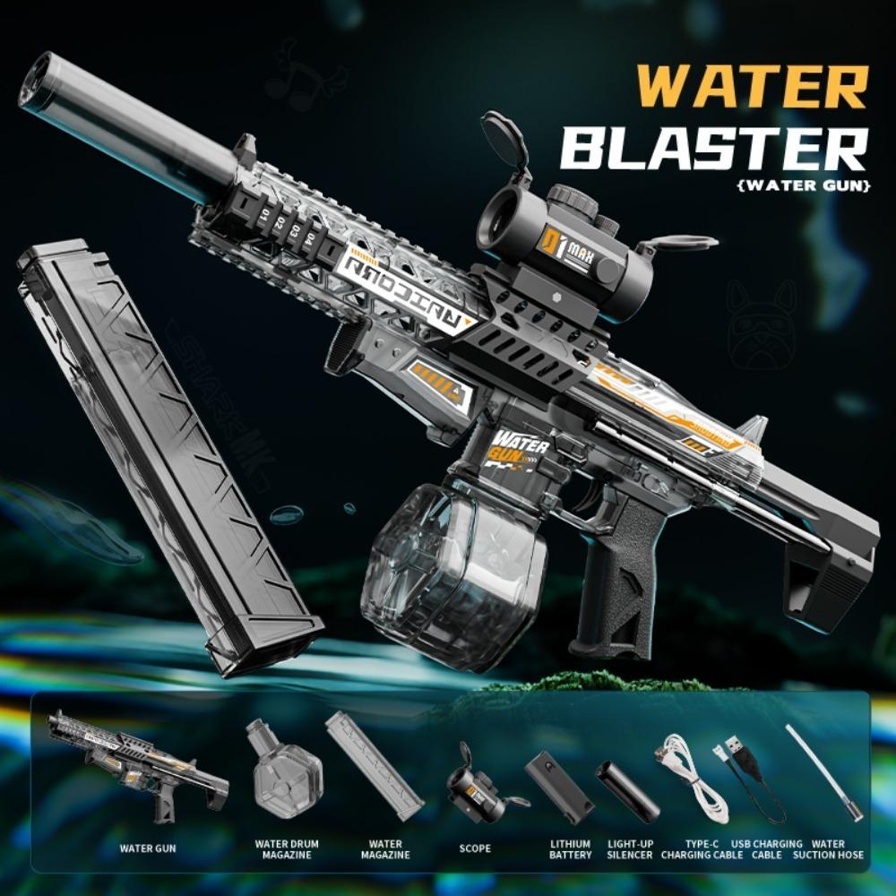 MK9 Electric Water Gun Automatic Water Shooting Toy Retractable Stock and Recoil for Kids Summer Outdoor Activities