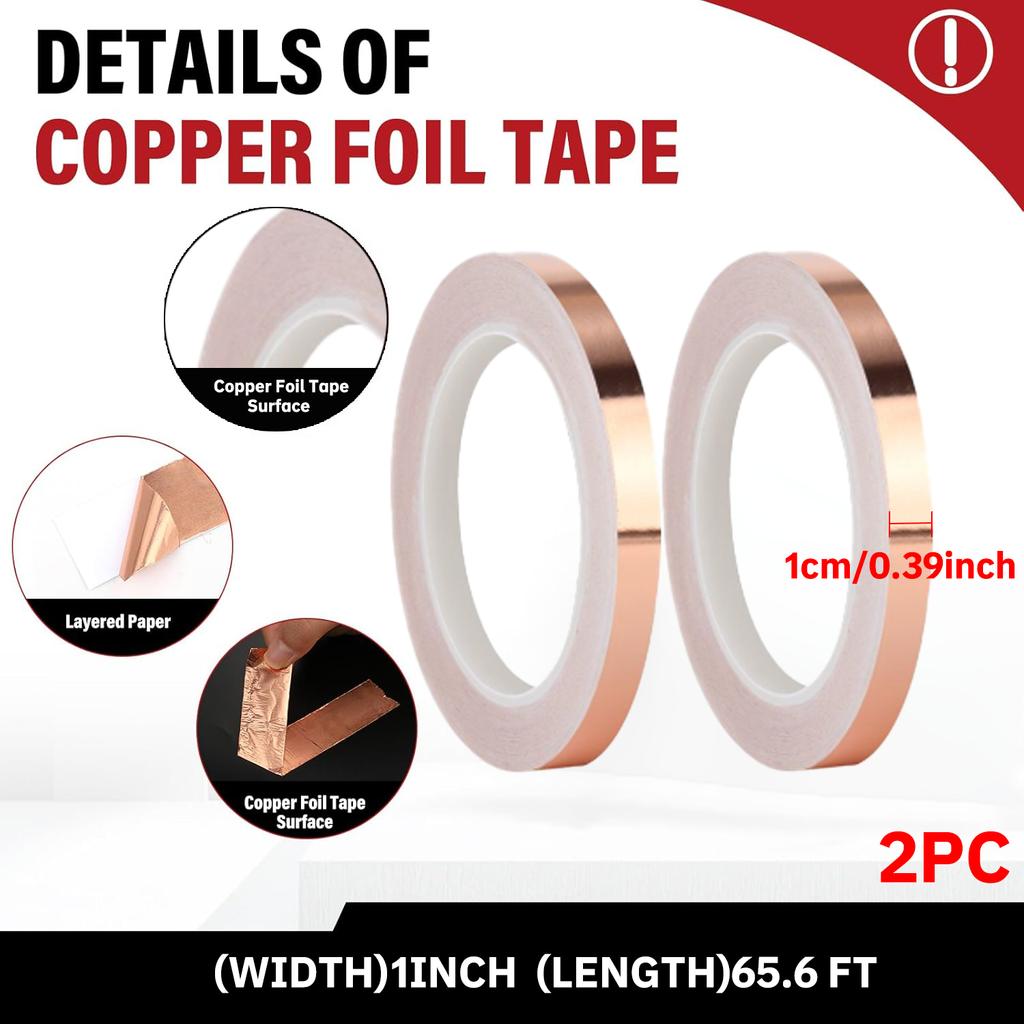 1 szt. Taśma z folii miedzianej Pasek przewodzący z dwustronnym klejem przewodzącym Ekranowanie EMI do obwodów Rękodzieło DIY Lutowanie