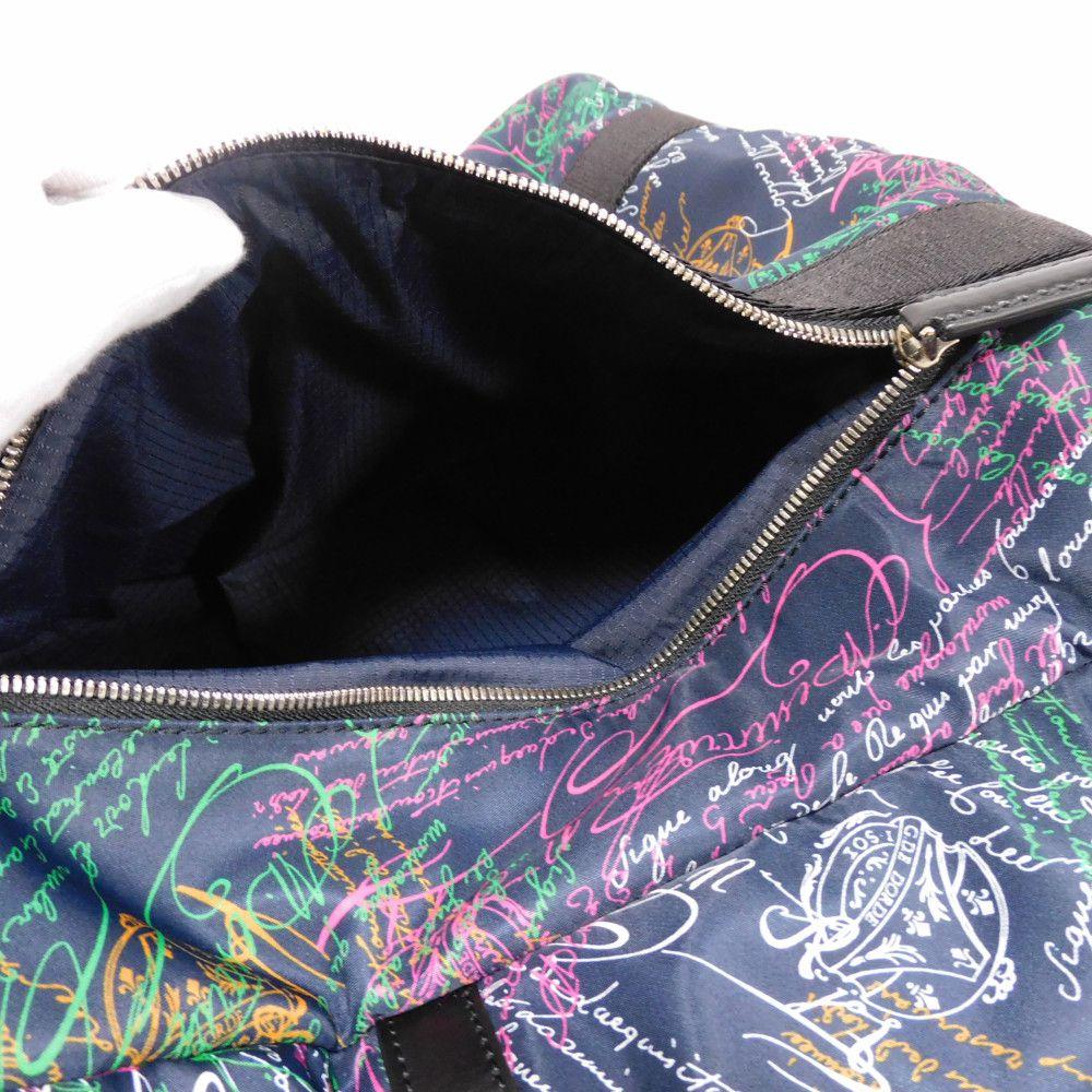 Used 11828 Chillout Nylon Scritto Tote 7924 New Logo All-Over Print Multicolor Shoulder Bag Calligraphy Navy Men's from