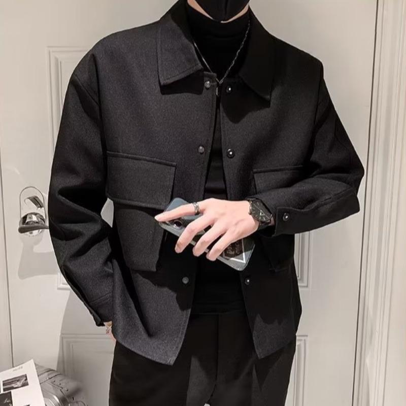 Men's Spring and Fall Short Casual Suit Jacket Solid Color Gentleman Lapel Top