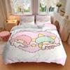 3pcs Sanrio Love Little Twin Stars Printed Bedding Set, Soft and Comfortable Quilt Cover for Bedroom, Guest Room (1 Duvet Cover + 2 Pillowca