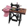 Wood Miniature Sewing Machine Set With Scissors And Fabric For Realistic Dollhouses Scene Display Decoration