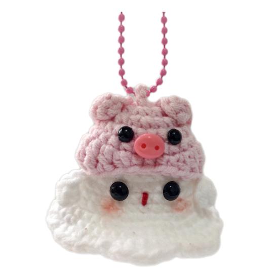 Halloween Crochet Ghost Ornament Cute Handmade Knitted Frog/Cat/Spider/Strawberry Ghost Hanging Decoration for Car Rearview Mirror Bag Charm