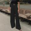 Women's High-Waisted White Commuter Pants: European & American Style, Versatile Casual, Loose Fit, Floor-Length Trousers.