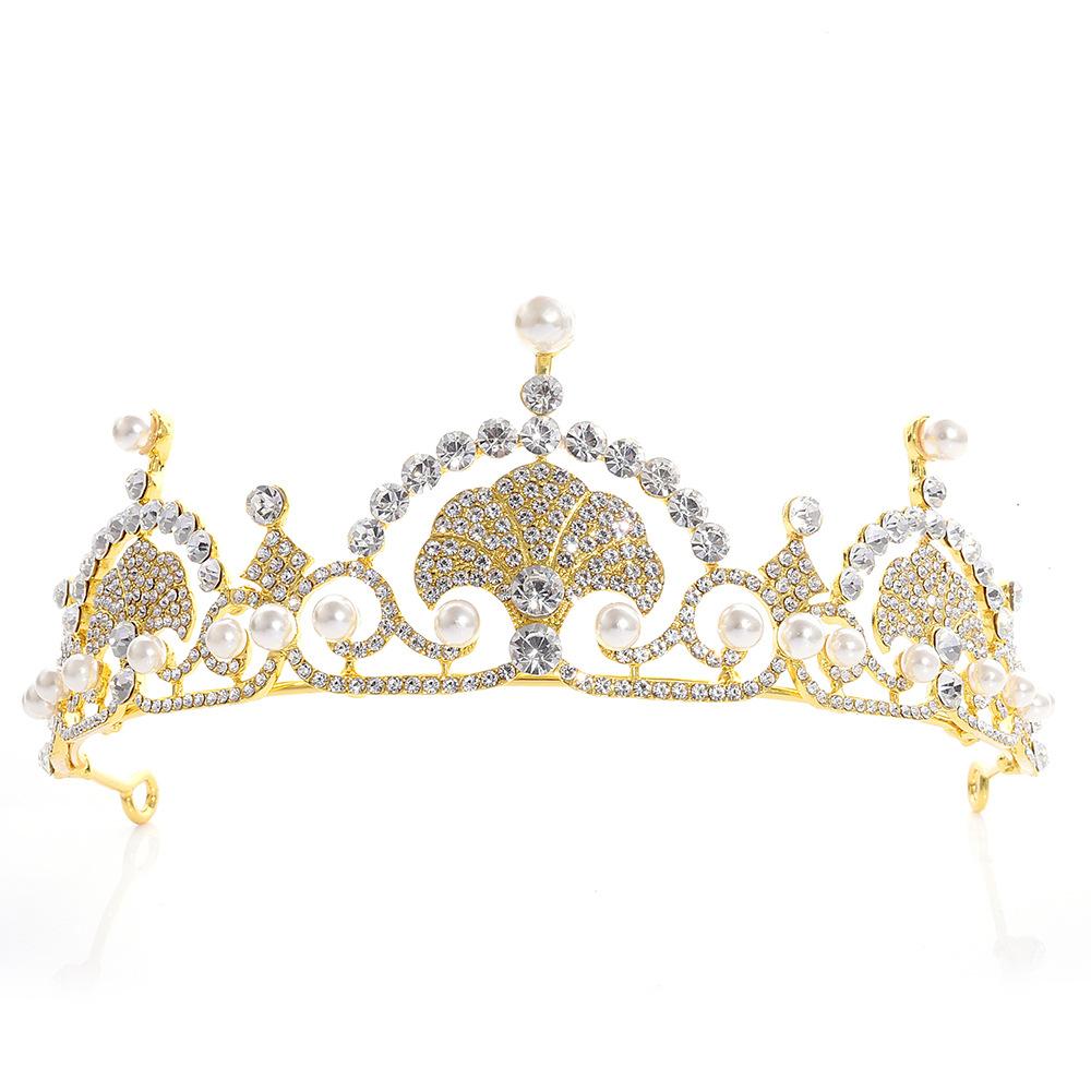 

Корона корейской принцессы, свадебная корона с жемчугом и стразами в форме ракушки, свадебные аксессуары