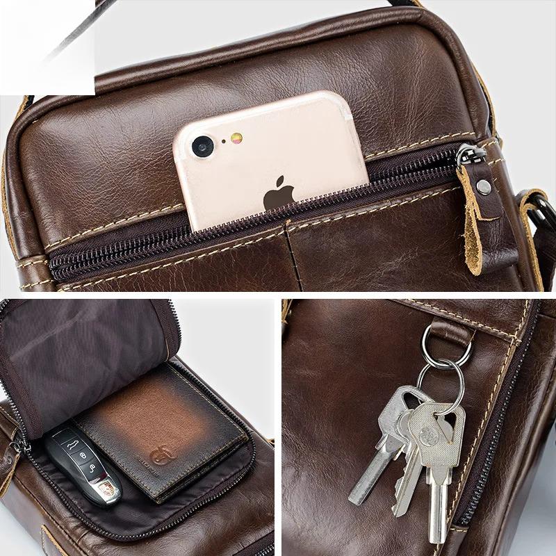 Pánská taška přes rameno z pravé kůže, odolná taška přes rameno, žádná bolest v rameni