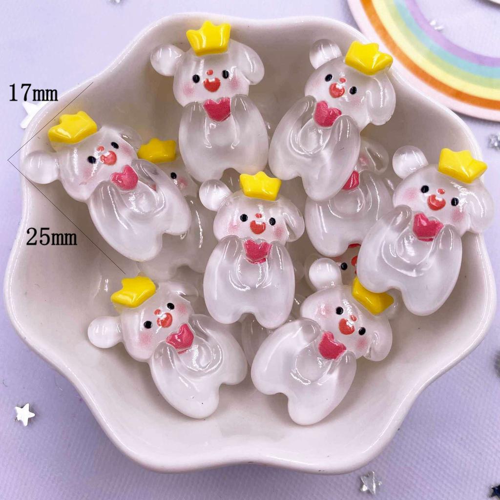Colorful Resin Glitter Kawaii Giraffe Bear Puppy Girl Flatback Cartoon Animal Figurine Scrapbook 10pcs DIY Accessory Decor Craft