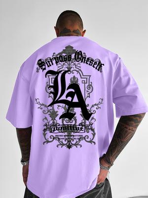 2025 Men Los Angeles Print American Style T-Shirt Men Short Sleeve Round Neck Sport Tee Vintage Basketball T-shirt Men Clothes