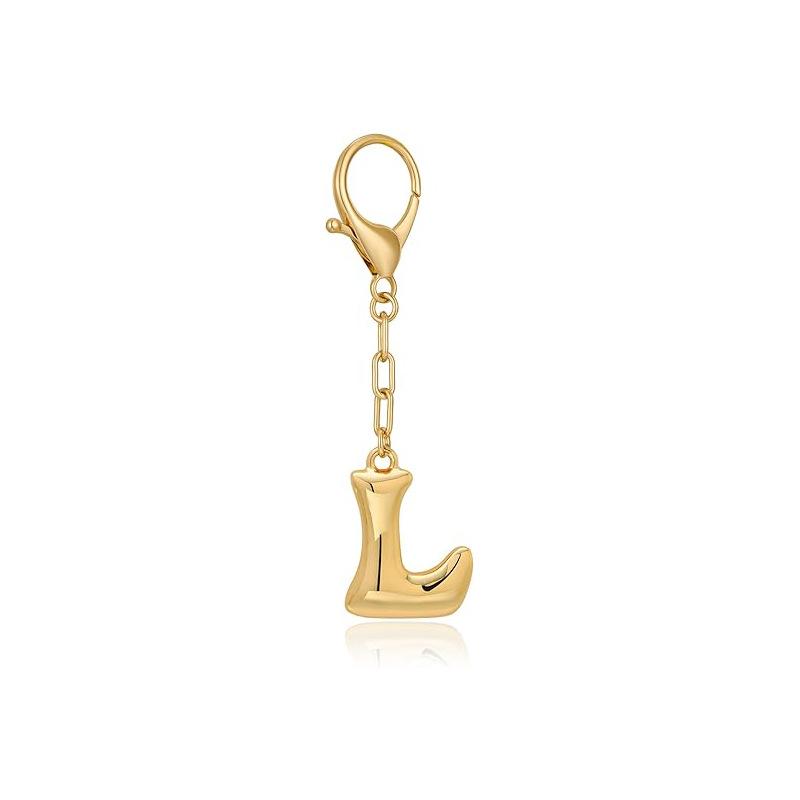 Gold Bubble Initial Keychain Letter Bag Charm for Women DIY Alphabet Purses Handbag Pendant School Backpack Gift Key Accessories