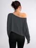 Women's Loose Ice Feeling Long Sleeve One-Shoulder Top - Spring/Summer 2026 Collection