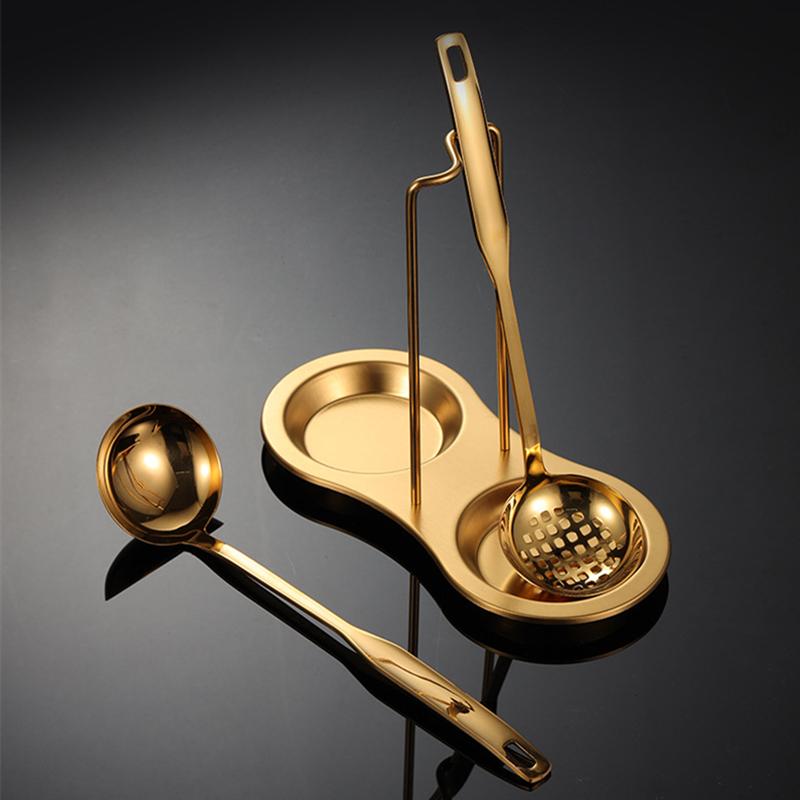 New Stainless Steel Colander Spoons Sieve Soup Ladle Skimmer Spoon Holder Kitchenware Drainer Food Strainer Utensils for Kitchen